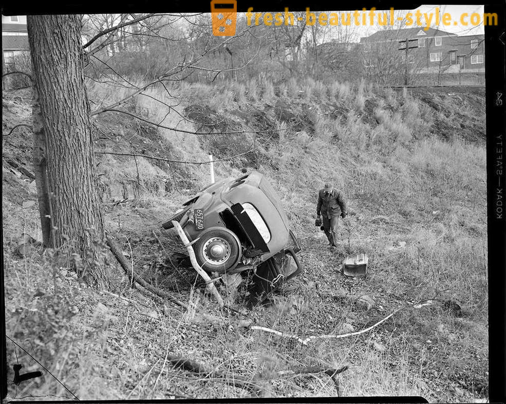 Foto zbirka nesreč na cestah Amerike v letih 1930-1950