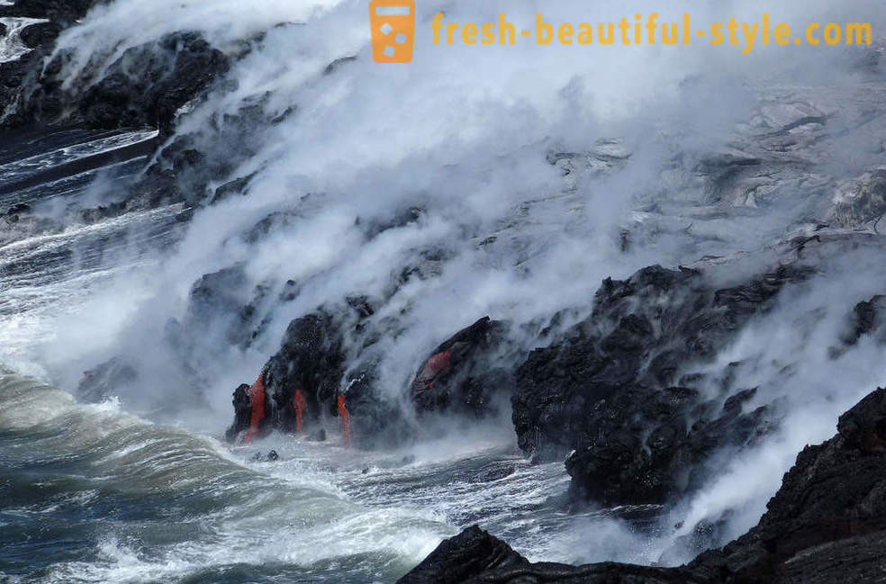 Vulkanskega lava tokov iz Kilauea Hawaii